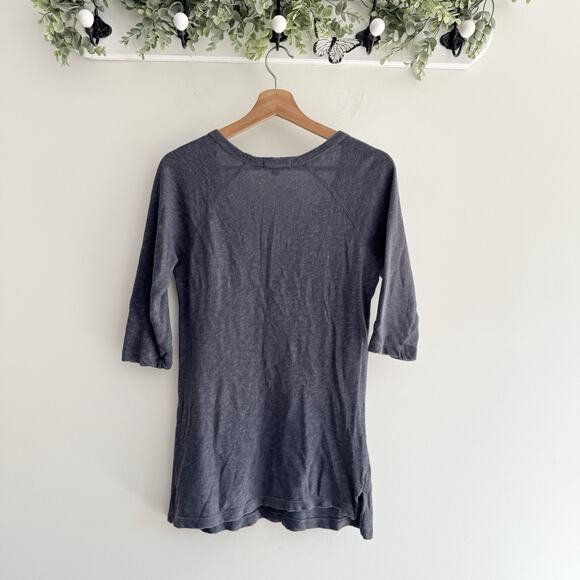 Standard James Perse Blue Gray Scoop Neck Half Sleeve Tee Size 1 Kangaroo Pocket - Picture 4 of 4